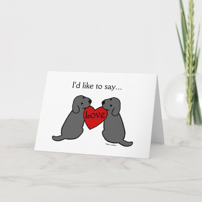 Tarjeta De Agradecimiento Two Black Labradors with Love Thank You (Anverso)