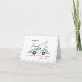Tarjeta De Agradecimiento Two Fast Blue Race Car Boy 2nd Birthday