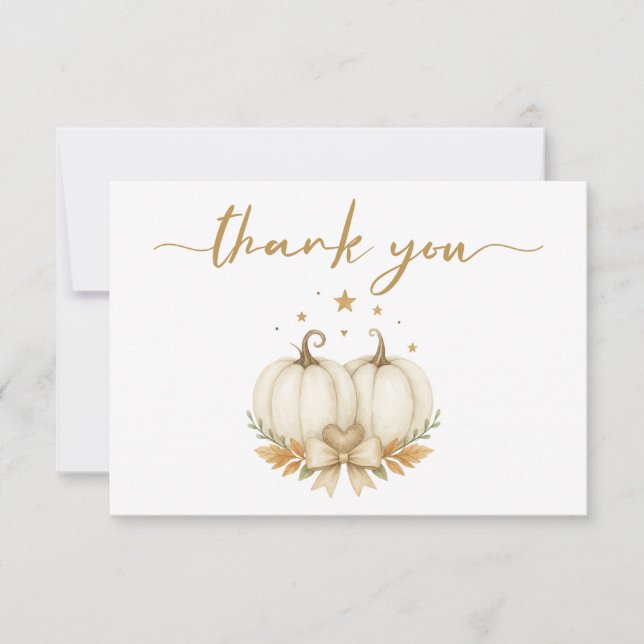 Tarjeta De Agradecimiento Two Little Pumpkins Twin Baby Shower Thank You (Anverso)