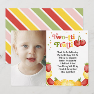 Tarjeta De Agradecimiento Twotti Frutti Fruity Divertido segundo cumpleaños