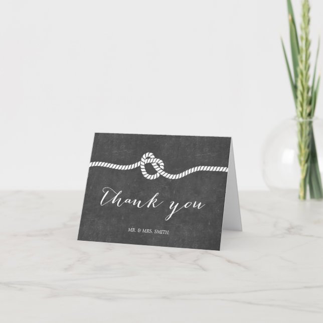 Tarjeta De Agradecimiento Tying the Knot Chalkboard Boda Gracias (Anverso)