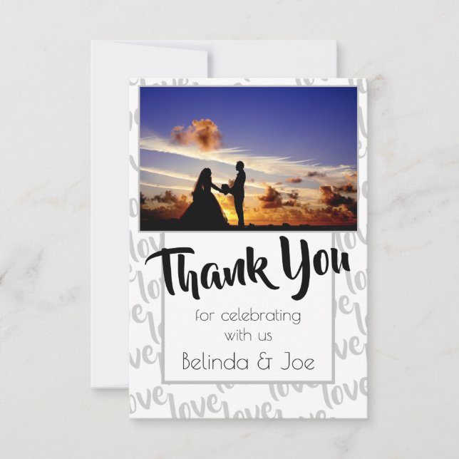 Tarjeta De Agradecimiento Typografía de escritura moderna de amor (Anverso)