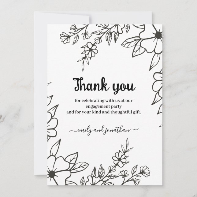 Tarjeta De Agradecimiento Typografía elegante que estamos comprometidos (Anverso)