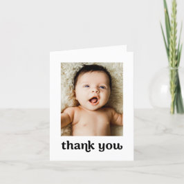 Tarjeta De Agradecimiento Typografía moderna simple 2 fotos de bebés
