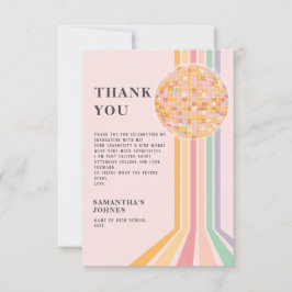 Tarjeta De Agradecimiento Último partido de graduación de baile retro