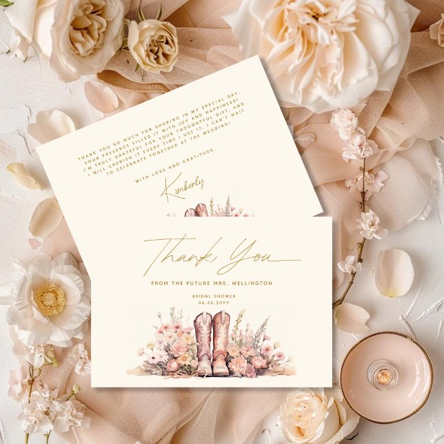 Tarjeta De Agradecimiento Último Rodeo Boots Floral Chorra Noche Ducha (Subido por el creador)