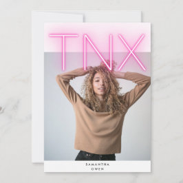 Tarjeta De Agradecimiento Ultra moderno negrita NEON PINK TNX simple graduad
