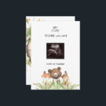 Tarjeta De Agradecimiento Ultrasonido niño bebé Funny Woodland<br><div class="desc">Tarjeta de agradecimiento de Baby Shower con foto de ultrasonido. La perspectiva del bebé. Gracias del bebé. Animales dormidos de Woodland. Chico. Estúpido.</div>