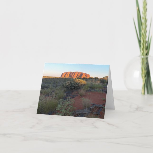 Tarjeta De Agradecimiento Uluru Sunrise and Desert Flora (Anverso)