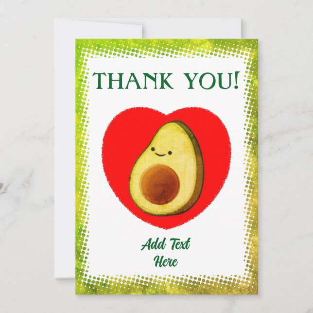 Tarjeta De Agradecimiento Un aguacate al estilo personalizado en un corazón  (Anverso)