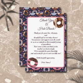 Tarjeta De Agradecimiento Un agujero Bunut Donut Purple Baby Shower