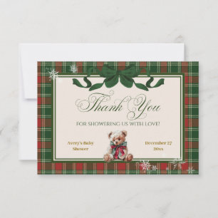 Tarjeta De Agradecimiento Un alegre osito de Navidad para baby shower