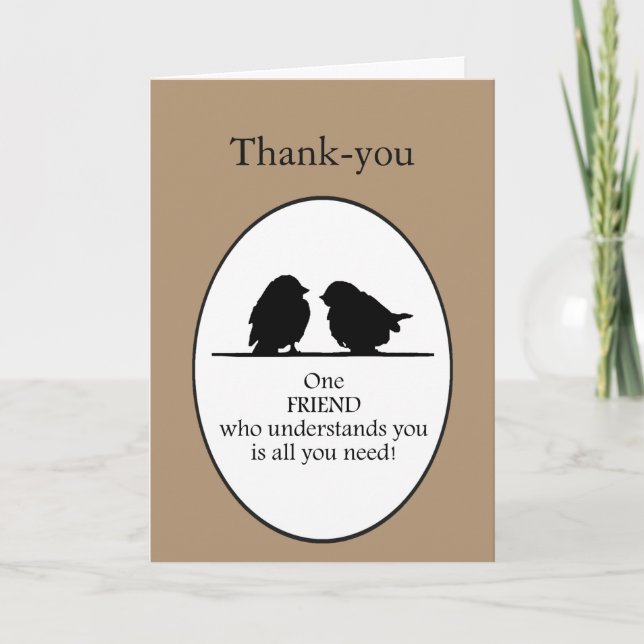 Tarjeta De Agradecimiento Un amigo le entiende cita linda del pájaro (Anverso)