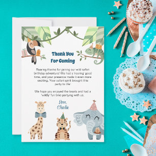 Tarjeta De Agradecimiento Un animal fiesta Safari, gracias por venir