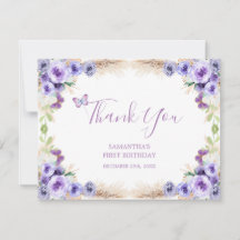 Un año Mariposa Revoloteó Cumpleaños Floral Primer