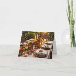 Tarjeta De Agradecimiento Un banquete de Acción de Gracias en un ambiente tr