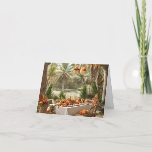 Tarjeta De Agradecimiento Un banquete de Acción de Gracias en un ambiente tr