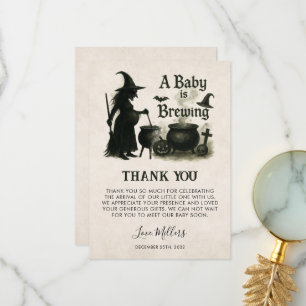 Tarjeta De Agradecimiento Un bebé está preparando Baby Shower de Halloween