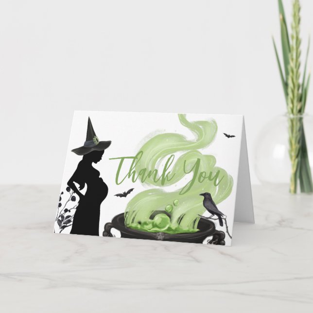 Tarjeta De Agradecimiento Un bebé está preparando Baby Shower verde de Hallo (Anverso)