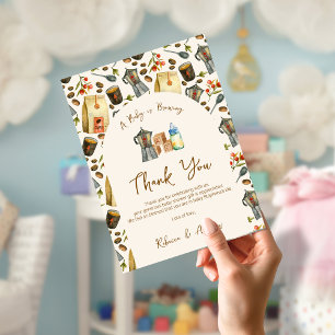 Tarjeta De Agradecimiento Un bebé está preparando café expreso Baby Shower