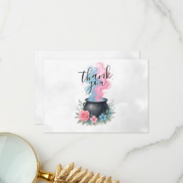 Tarjeta De Agradecimiento Un bebé está preparando caldero rosa y azul