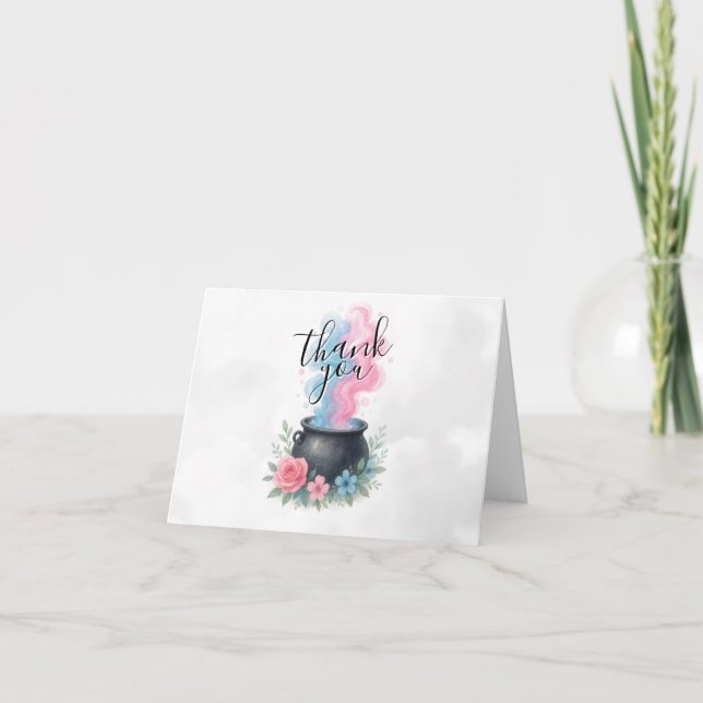 Tarjeta De Agradecimiento Un bebé está preparando un caldero de Halloween (Anverso)