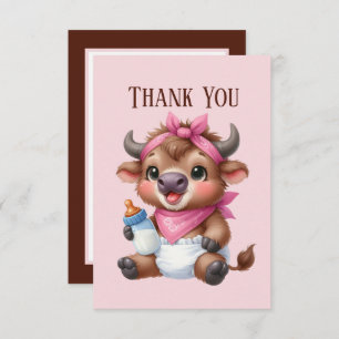 Tarjeta De Agradecimiento Un bebé lindo añada mensaje chica vaca de tierras 