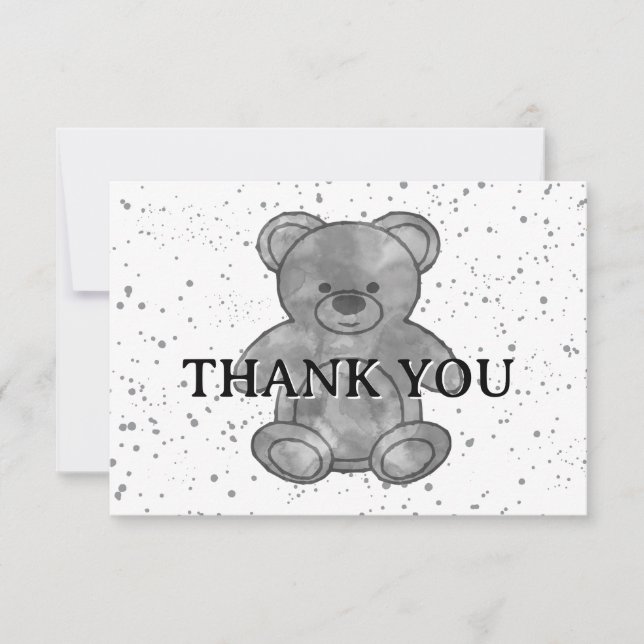 Tarjeta De Agradecimiento Un bebé oso en blanco y negro gracias Personalizad (Anverso)