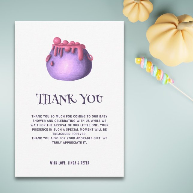Tarjeta De Agradecimiento Un bebé prepara Baby Shower de Halloween (Subido por el creador)