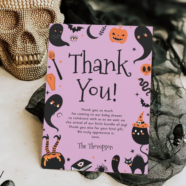 Tarjeta De Agradecimiento Un bebé prepara Baby Shower de Halloween (Subido por el creador)