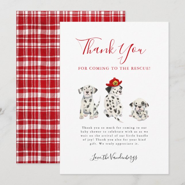 Tarjeta De Agradecimiento Un bombero chiflado cachorra Baby Shower (Anverso / Reverso)