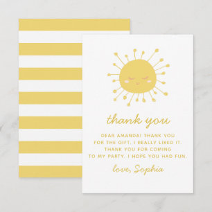 Tarjeta De Agradecimiento Un bonito y gracioso sol amarillo. cumpleaños de n