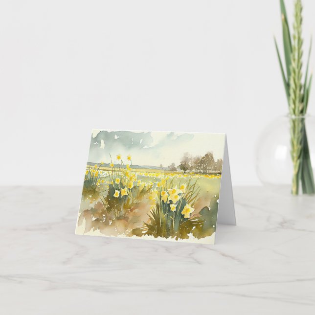 Tarjeta De Agradecimiento Un campo de Daffodils en la primavera (Anverso)
