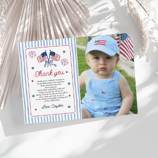 Tarjeta De Agradecimiento Un chico totalmente americano cumpleaños 4 de juli