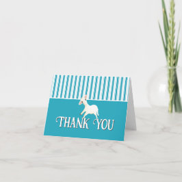 Tarjeta De Agradecimiento Un cordero lindo patrón de rayas azul acuático tea