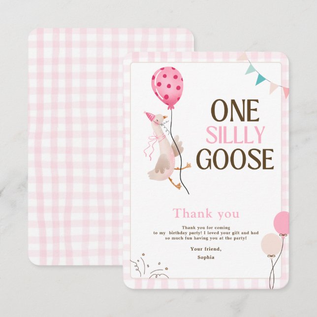 Tarjeta De Agradecimiento Un cumpleaños alegre, Chica de cumpleaños rosado (Anverso / Reverso)
