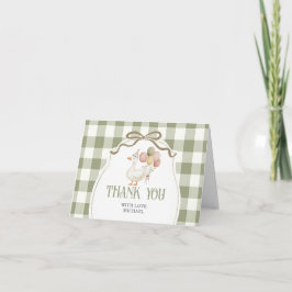 Tarjeta De Agradecimiento Un cumpleaños de ganso tonto con gingham sabio