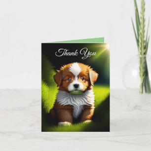 Tarjeta De Agradecimiento Un delicioso cachorro marrón y blanco
