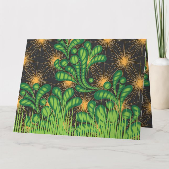 Tarjeta De Agradecimiento un diseño de un espejo y algunas plantas (Reverso)