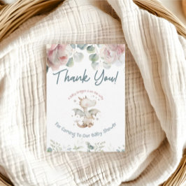 Tarjeta De Agradecimiento Un dragón bebé está en camino Baby Shower Gracias