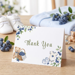 Tarjeta De Agradecimiento Un dulce arándano azul adorable acuarela azul