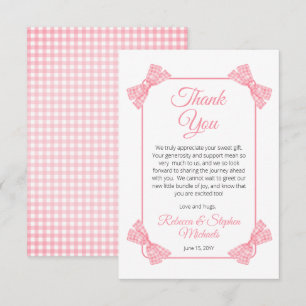 Tarjeta De Agradecimiento Un dulce bebé rosado se dobla Chica Baby Shower