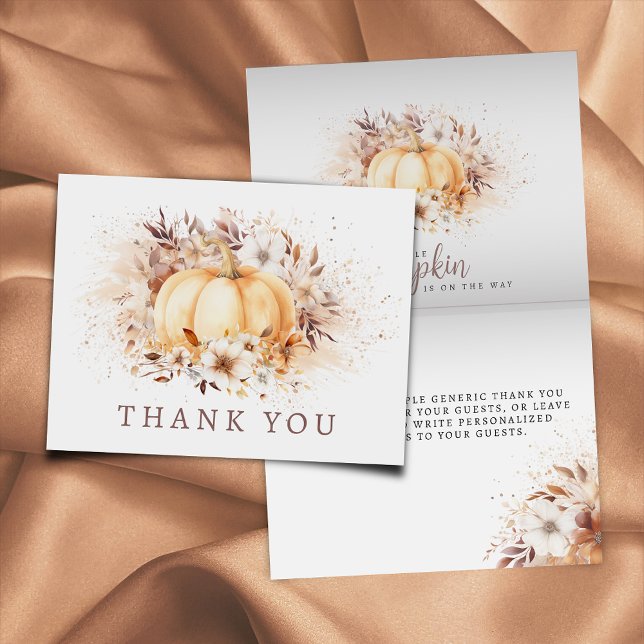 Tarjeta De Agradecimiento Un dulce calabaza de Baby Shower Neutral (Subido por el creador)