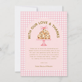 Tarjeta De Agradecimiento Un dulce Chica Cookie Primer Cumpleaños Gracias