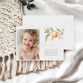 Tarjeta De Agradecimiento Un dulce Chica Peach primer cumpleaños