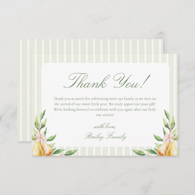 Tarjeta De Agradecimiento Un dulce orejito Baby Shower Pastel Green (Anverso / Reverso)