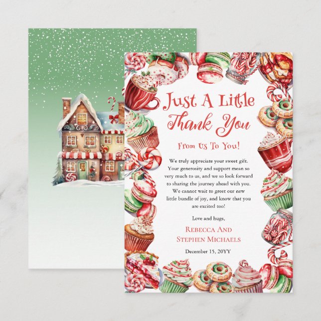 Tarjeta De Agradecimiento Un dulce pequeño bebé Chica de marco de caramelo B (Anverso / Reverso)