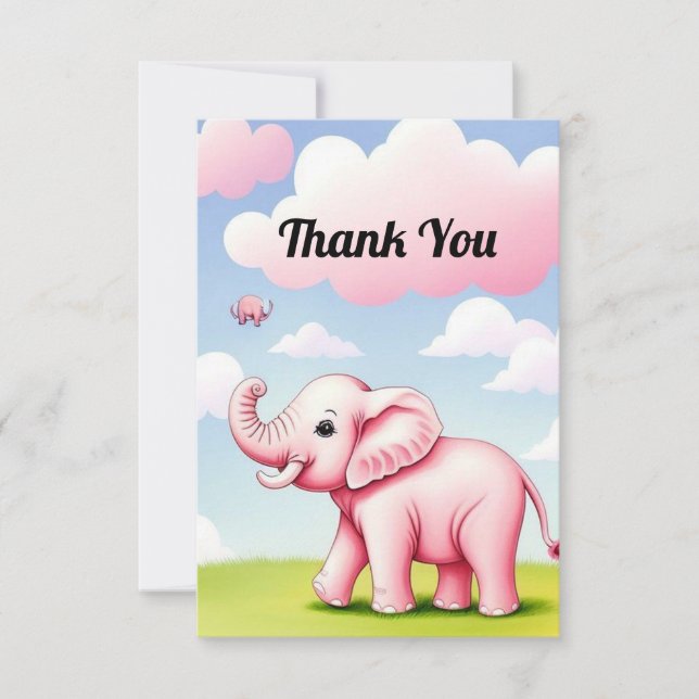 Tarjeta De Agradecimiento Un elefante pequeño (Anverso)