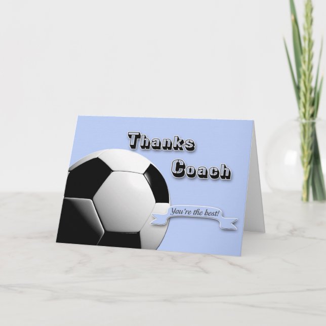 Tarjeta De Agradecimiento Un entrenador de fútbol de Blue Gracias (Anverso)