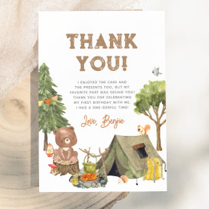 Tarjeta De Agradecimiento Un Feliz Campista Niño del Bosque Cumpleaños númer
